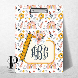 BOHO Rainbow Custom Monogram Personalized Clipboard